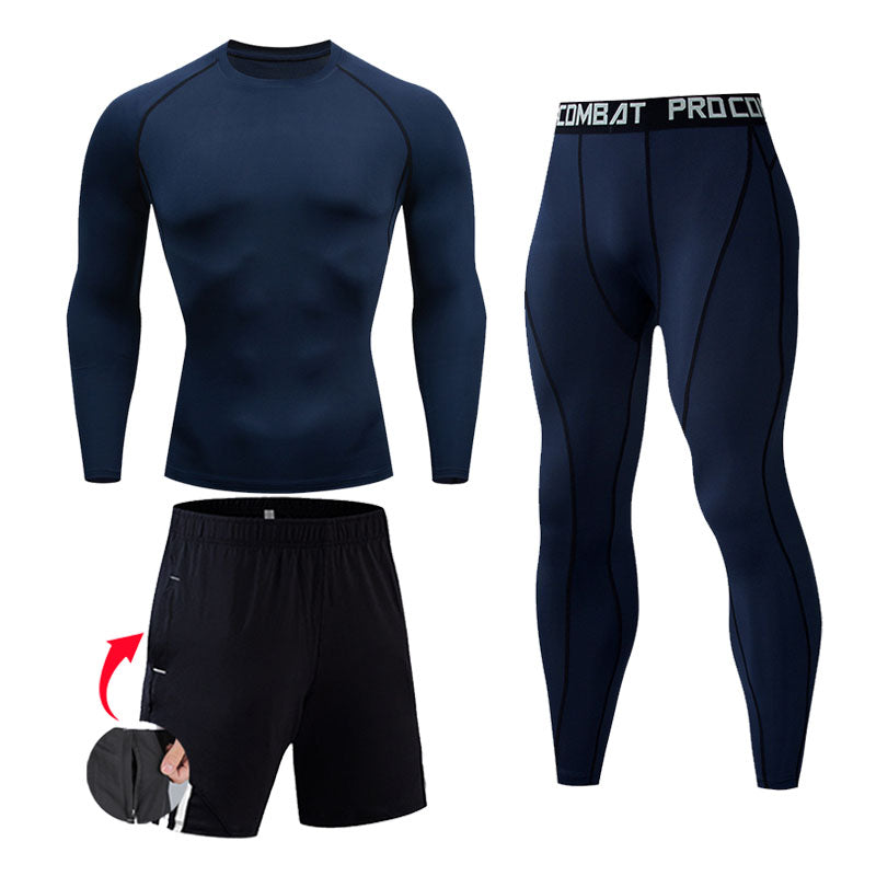 Premium Men’s Compression Sportswear Set – Gym Tights & Rashguard, Workout & Running Tracksuit, Training Clothes for Jogging