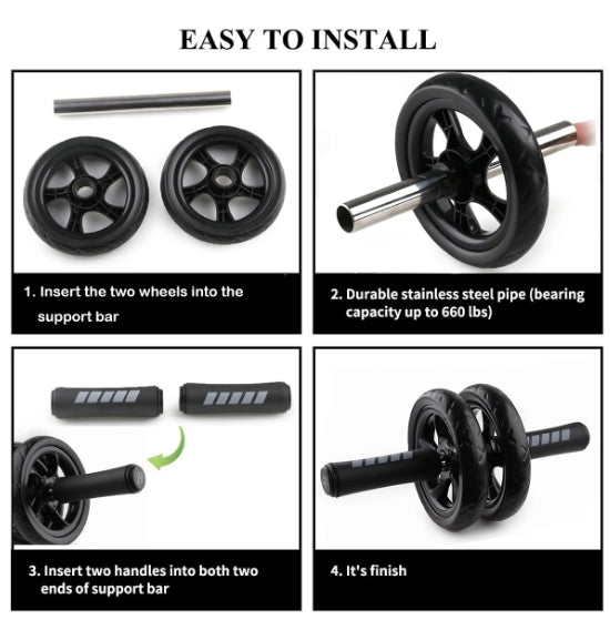 Premium Ab Roller Wheel for Core & Abdominal Strength Training - No Noise, Durable ABS & EVA Material, Includes Mat for