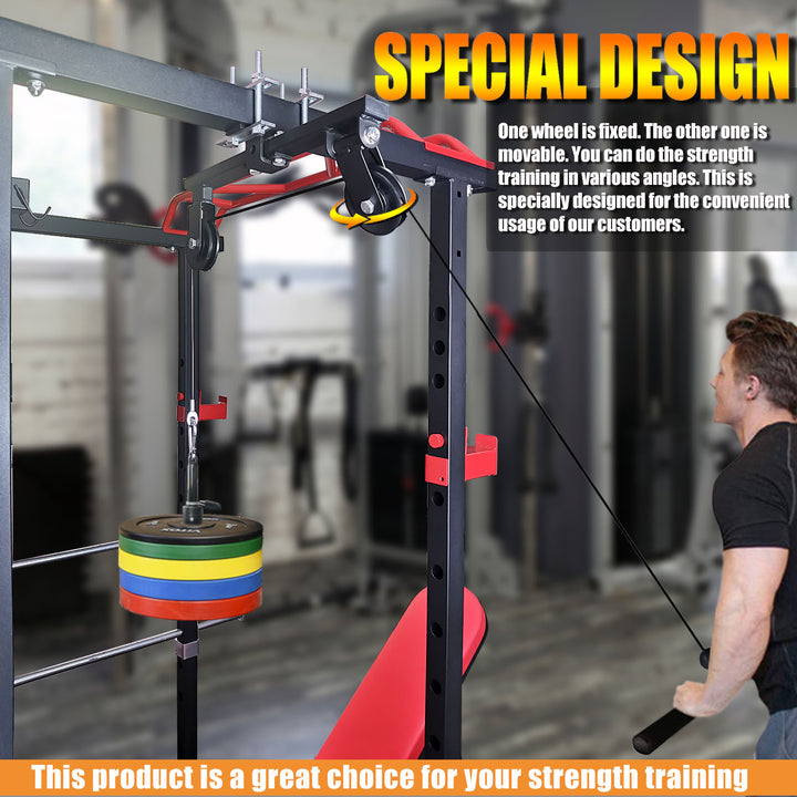 Premium DIY Fitness Double Pulley System – Home Gym Rope Pulldown Attachment for Biceps, Triceps, and Forearm Exercises, 