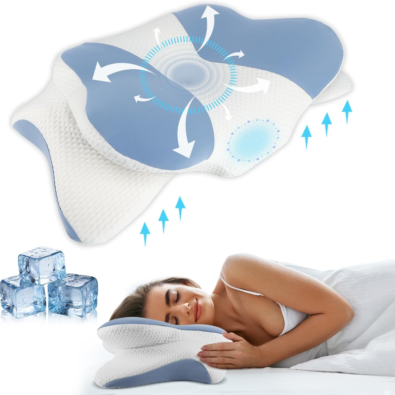 Premium Memory Foam Cervical Pillow – 2-in-1 Ergonomic Contour Neck Pillow for Pain Relief – Orthopedic Support Pillow for 
