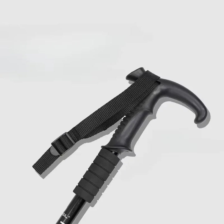 Premium Portable Folding Trekking Pole – Lightweight Alloy Shaft, Carbon Tungsten Steel Tip, Adjustable T-Handle, 4-Section 