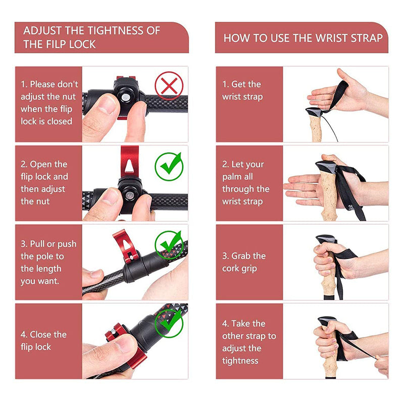 Premium Carbon Fiber Trekking Poles – Lightweight, Collapsible Telescopic Walking & Hiking Stick for Climbing, 2-Piece Set, 