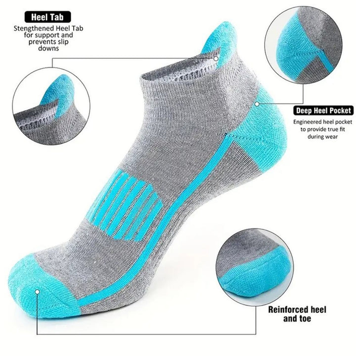 Premium Compression Socks for Men & Women – 6 Pairs Sweat Absorbing Ankle Socks for Hiking, Running, Sports – Low Cut, 
