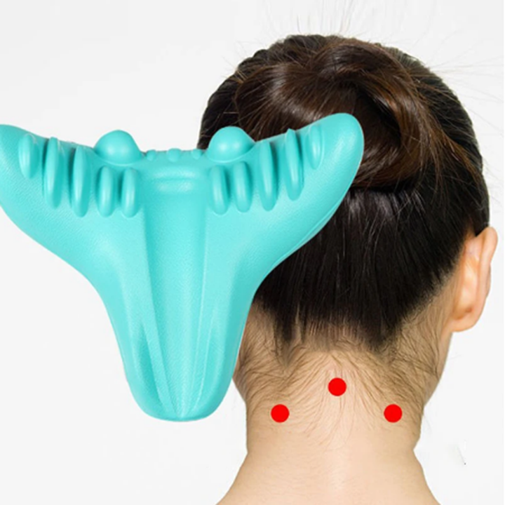 Premium Neck Support Pillow – Chiropractic Relaxer & Shoulder Traction Stretcher – Therapeutic Cervical Spine Alignment 