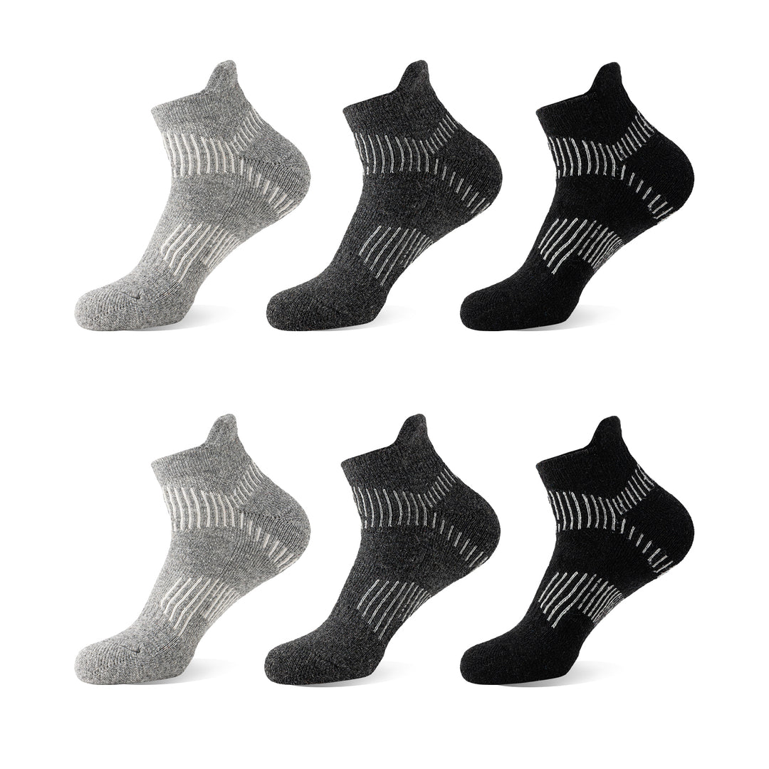 Premium Sweat Absorbing Compression Running & Hiking Socks – 6 Pairs, Thick Cotton Ankle Sports Socks for Men & Women, Low 