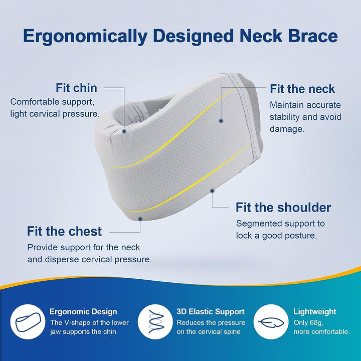 Premium Adjustable Neck Brace Foam Cervical Collar for Pain Relief, Comfortable Support for Home Use and Sleeping, Various 