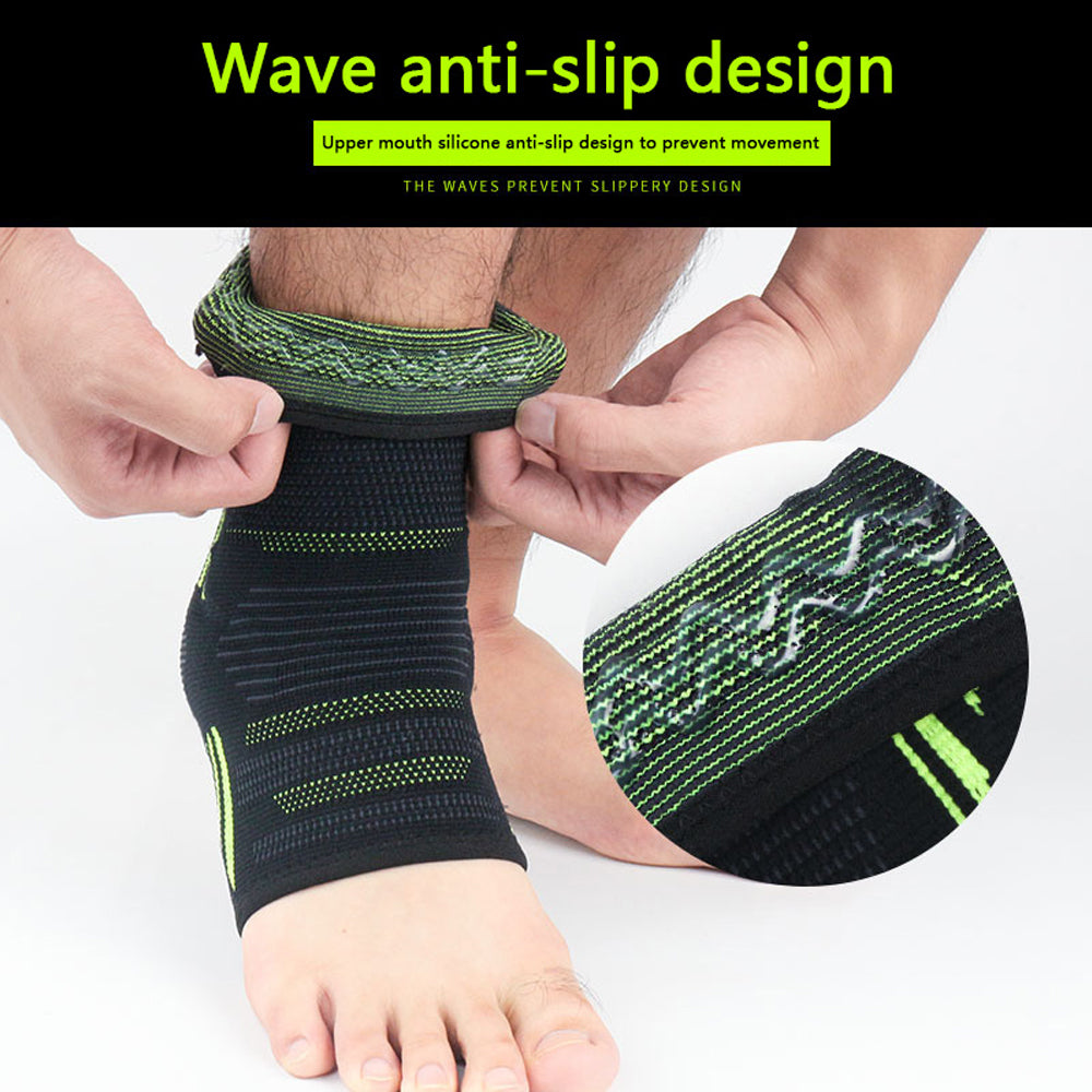 Premium Ankle Compression Sleeve for Men & Women - Silicone Gel Support, Open Toe Design, Pain Relief for Arch & Heel 