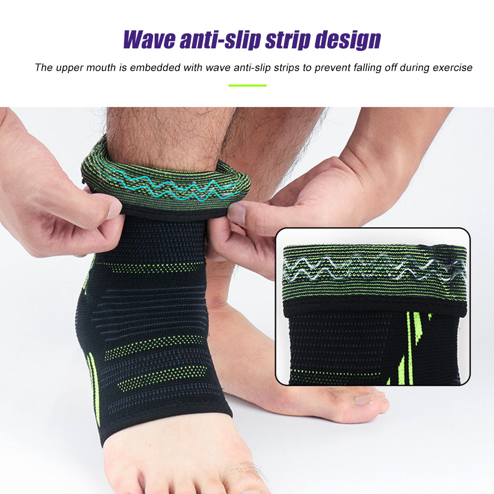 Premium Ankle Compression Sleeve for Men & Women - Silicone Gel Support, Open Toe Design, Pain Relief for Arch & Heel 