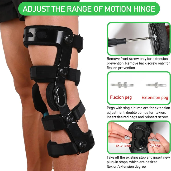 Premium Knee Brace for ACL/MCL/PCL Injuries, Ligament Support & Sports Recovery, Hinged ROM Orthopedic Orthosis for Men & 