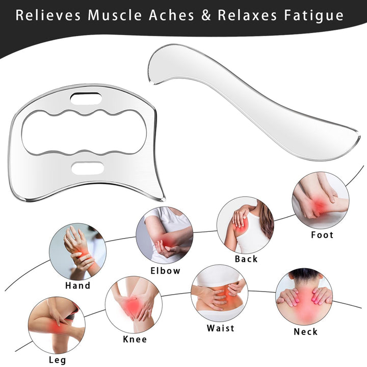 Premium Stainless Steel Gua Sha Massage Tool Set - Myofascial Release Scraper for Muscle Pain Relief, Blood Circulation, and 