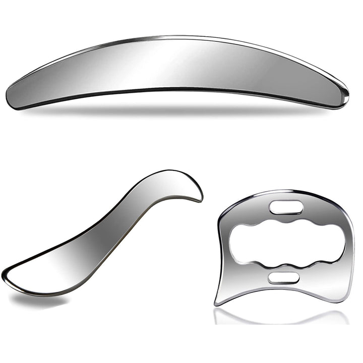 Premium Stainless Steel Gua Sha Massage Tool Set - Myofascial Release Scraper for Muscle Pain Relief, Blood Circulation, and 