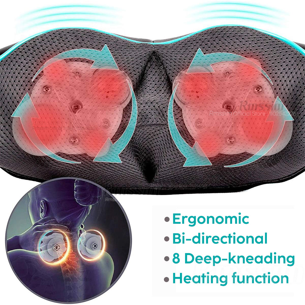 Premium Shiatsu Back, Neck & Shoulder Massager with Heating Function, 4D Deep Tissue Kneading Massage Pillow for Full Body 