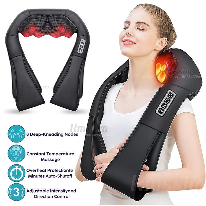 Premium Shiatsu Back, Neck & Shoulder Massager with Heating Function, 4D Deep Tissue Kneading Massage Pillow for Full Body 