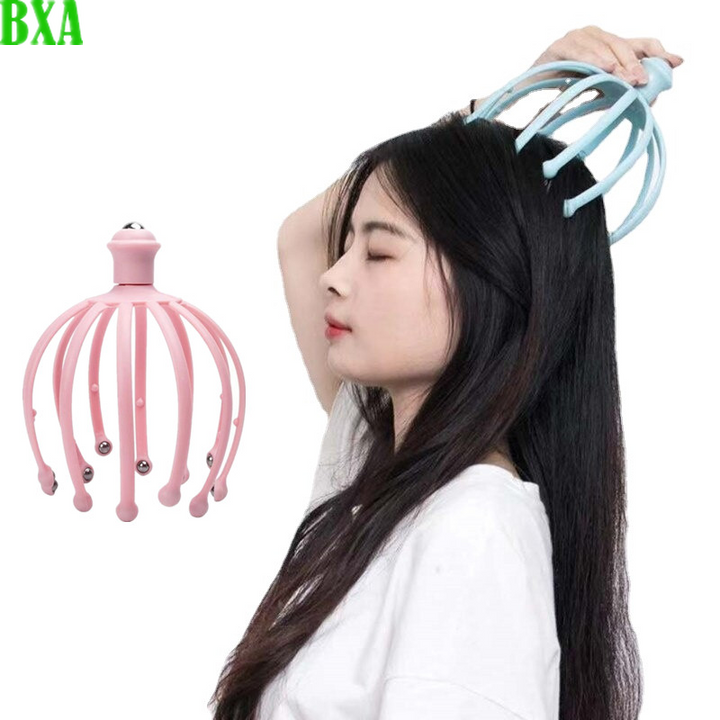 Premium Head Massager - Octopus Scalp Scratcher with Stainless Steel Tentacles for Deep Tissue Relaxation, Acupoint