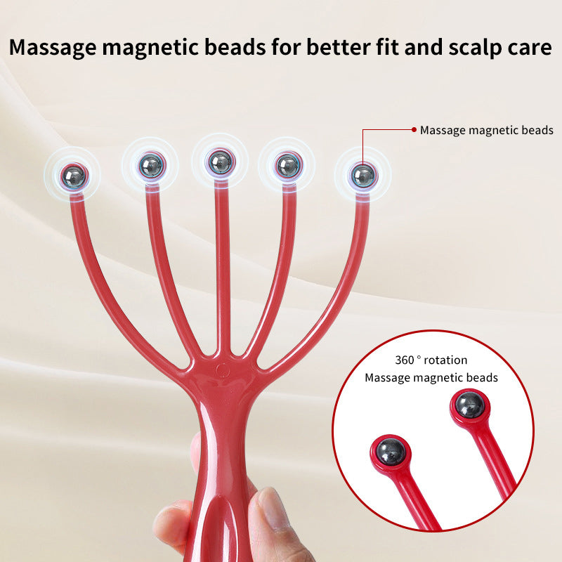 Premium Nine-Claw Head Massager - 360° Rotating Massage Beads, Handheld Steel Ball Design for Scalp & Neck Relaxation, Stress
