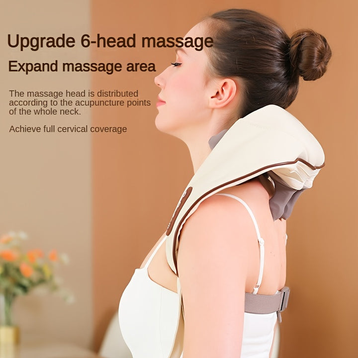 Luxury Wireless Neck and Back Massager for Cervical Relaxation and Trapezius Relief | Kneading Massage Shawl for Targeted 