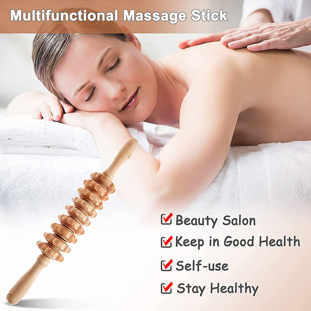 Premium 6-in-1 Wood Therapy Massage Tool Set for Lymphatic Drainage, Anti-Cellulite Fascia Massage Roller, Muscle Relaxation