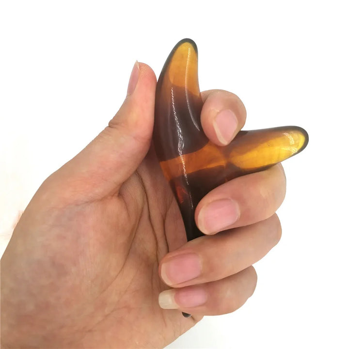 Premium Amber Resin Wax Triangle Body Massager - Gua Sha Acupuncture Tool for Neck, Back, and Leg Scraping Massage - Deep
