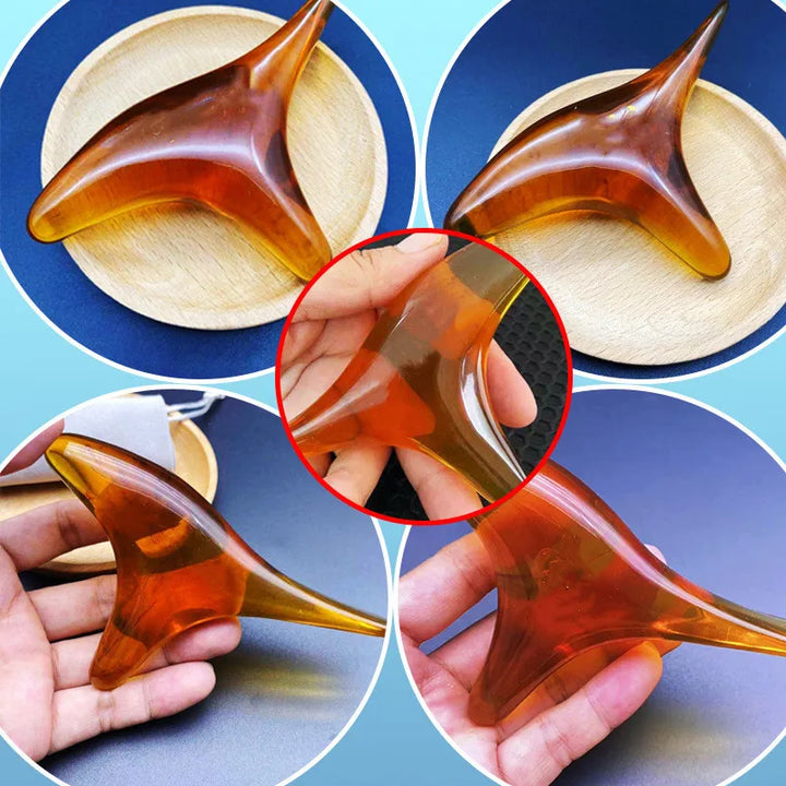 Premium Amber Resin Wax Triangle Body Massager - Gua Sha Acupuncture Tool for Neck, Back, and Leg Scraping Massage - Deep