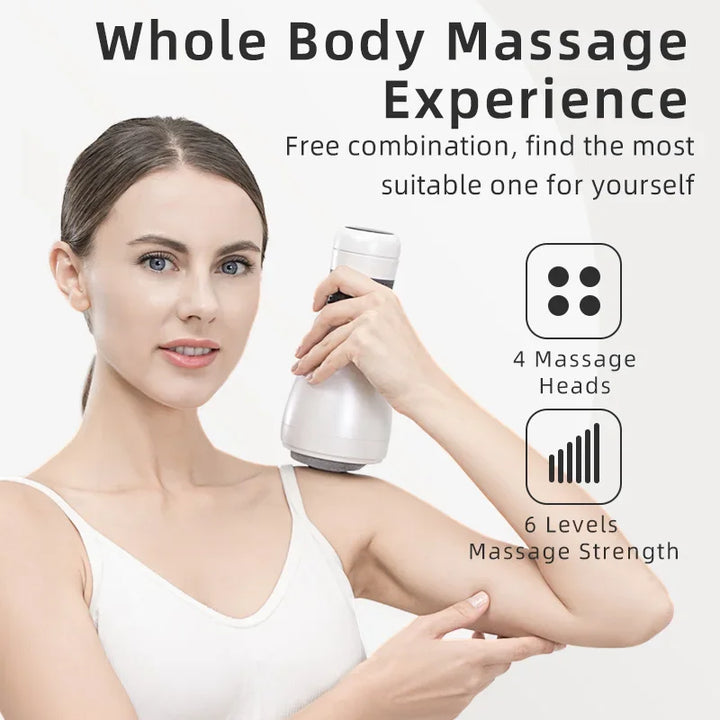 Premium Cordless Handheld Back Massager – Rechargeable 2000mAh Battery, 6 Adjustable Speeds, 4 Massage Nodes for Deep Tissue