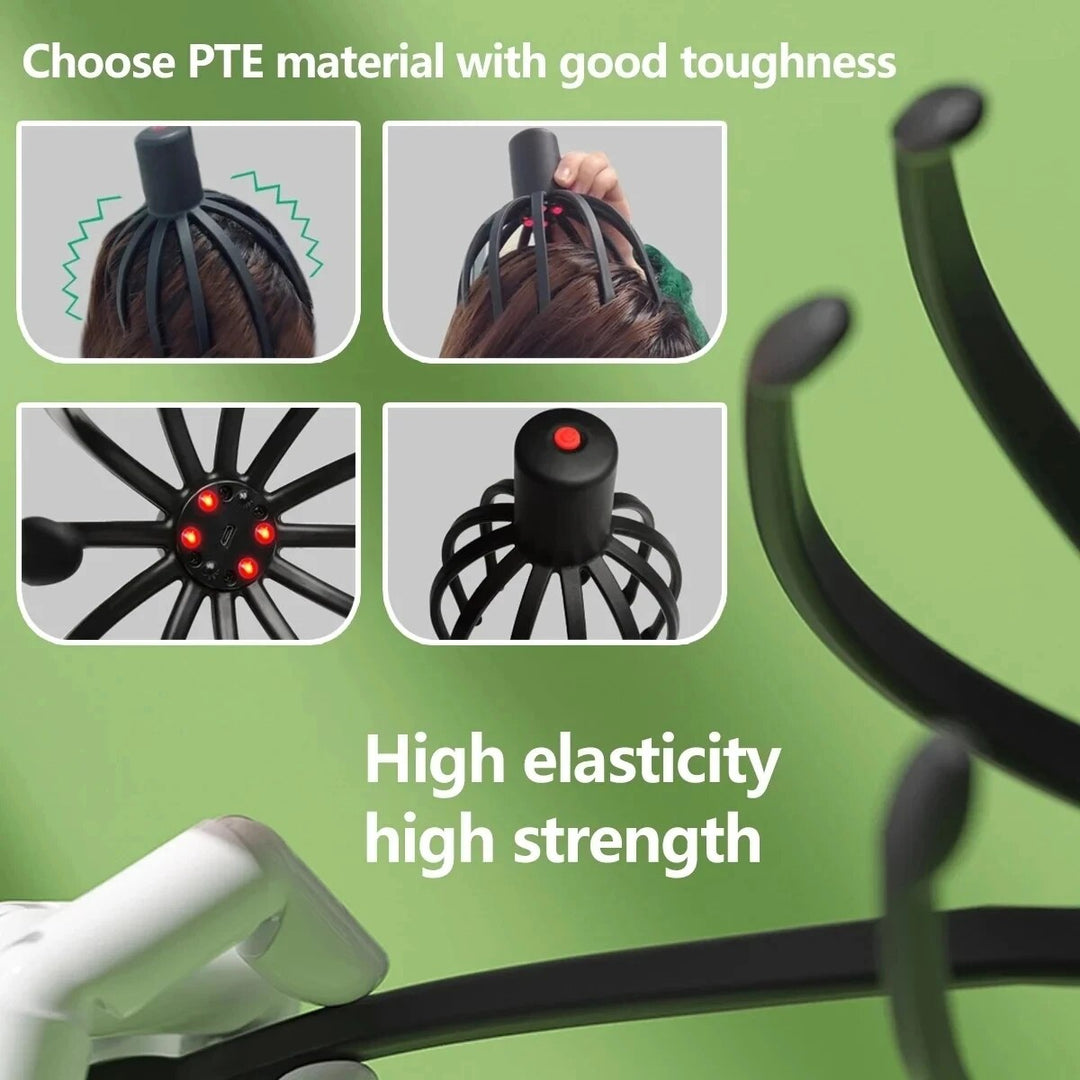 Premium Electric Scalp Massager - Cordless 12-Claw Rechargeable Head Relaxer with 3 Vibration Modes & USB Charging