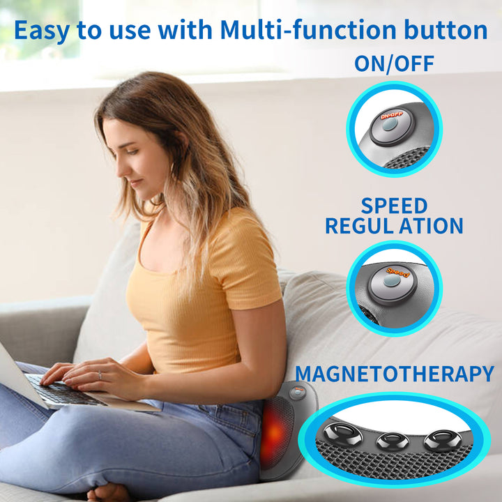 Premium Electric Shiatsu Massage Pillow for Neck, Back, and Body Pain Relief | Multifunctional Heating Massage Pillow for Car
