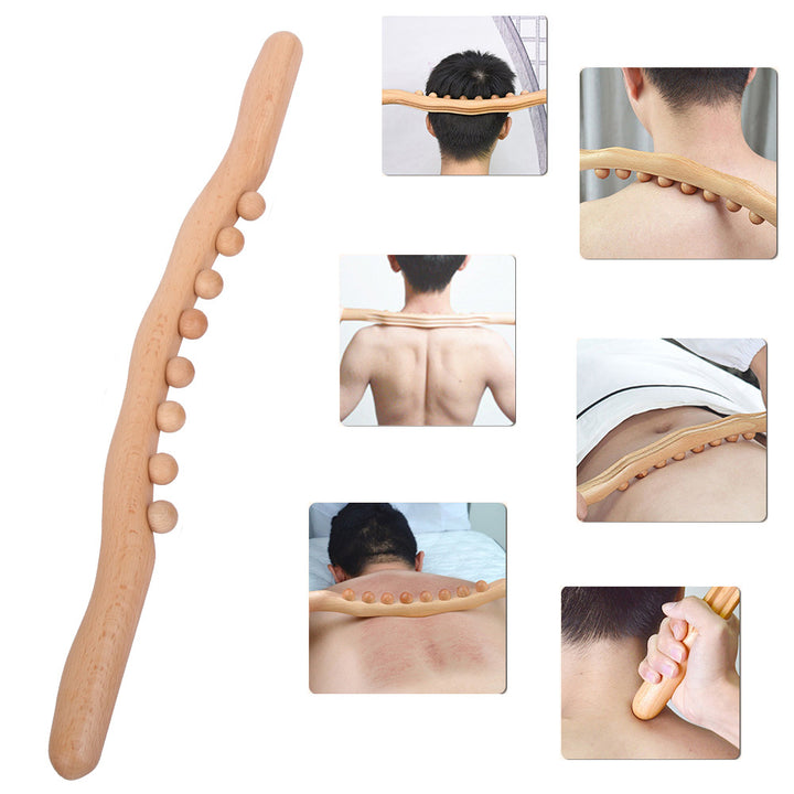 Premium 8 Beads Gua Sha Massage Stick - Carbonized Wood Meridian Scraping Therapy Wand for Muscle Relaxation and Acupuncture Relief - StrengthXPhysiotherapy
