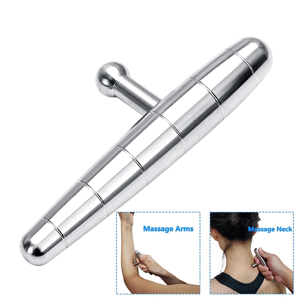 Premium Stainless Steel Manual Deep Tissue Massage Tool - Versatile Trigger Point T-Bar for Full Body Relaxation and Muscle