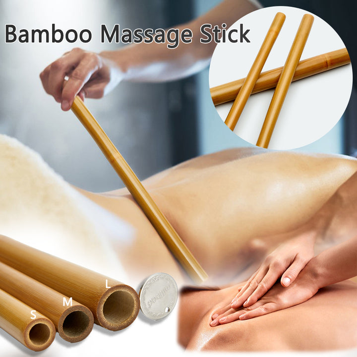 Premium Bamboo Massage Stick Set - Natural Anti-Cellulite Gua Sha Tool for Relaxing Fascia Muscle Massage, Tension Relief