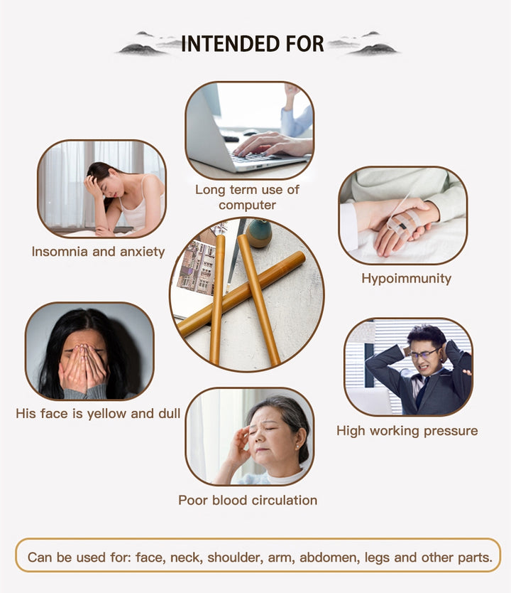 Premium Bamboo Massage Stick Set - Natural Anti-Cellulite Gua Sha Tool for Relaxing Fascia Muscle Massage, Tension Relief