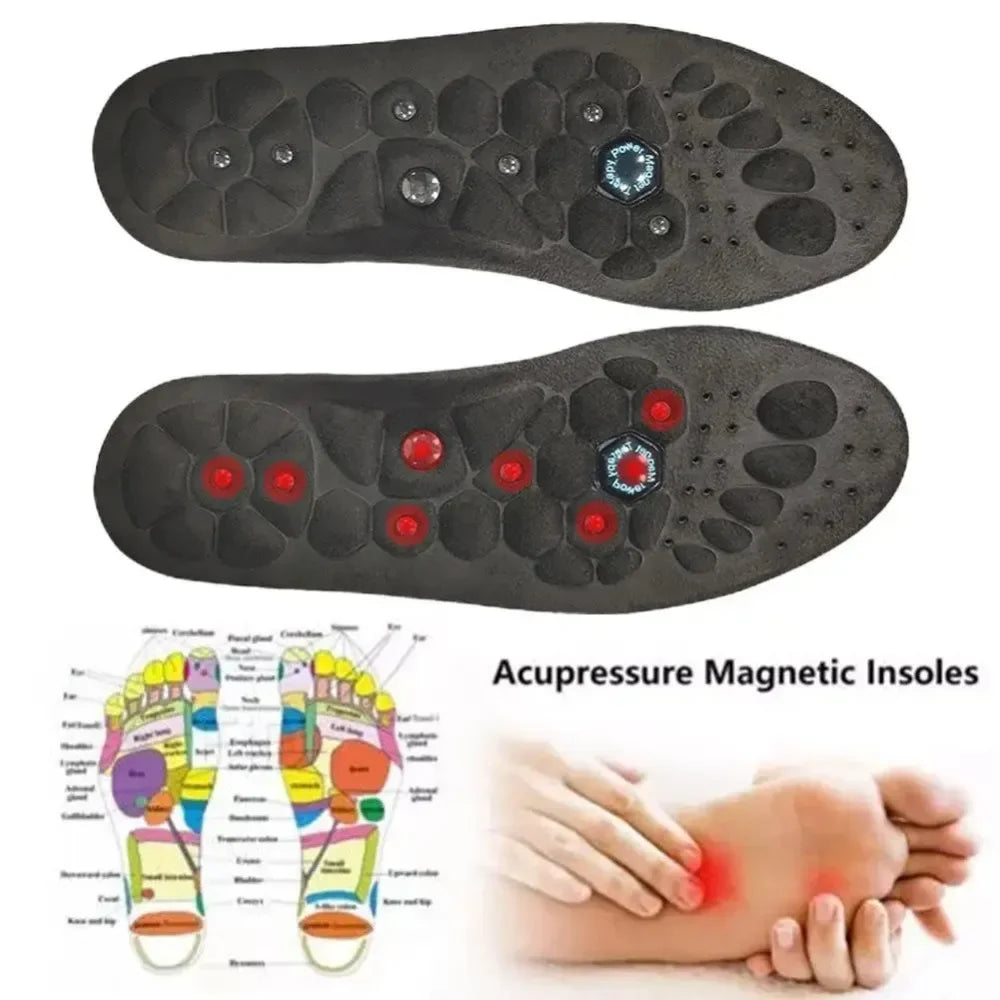Premium Magnetic Therapy Insoles for Weight Loss and Arch Support - Comfortable Acupressure Shoe Pads for Men & Women, 