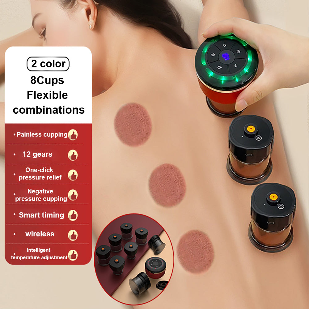 Premium 8-Cup Electric Cupping Massager – Gua Sha, Vacuum Suction, EMS, Anti-Cellulite Therapy
