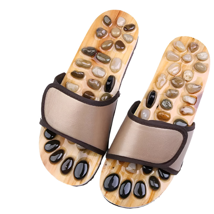 Premium Acupressure Massage Slippers – Natural Stone Foot Massage Shoes for Reflexology – Stimulate Pressure Points, Boost 