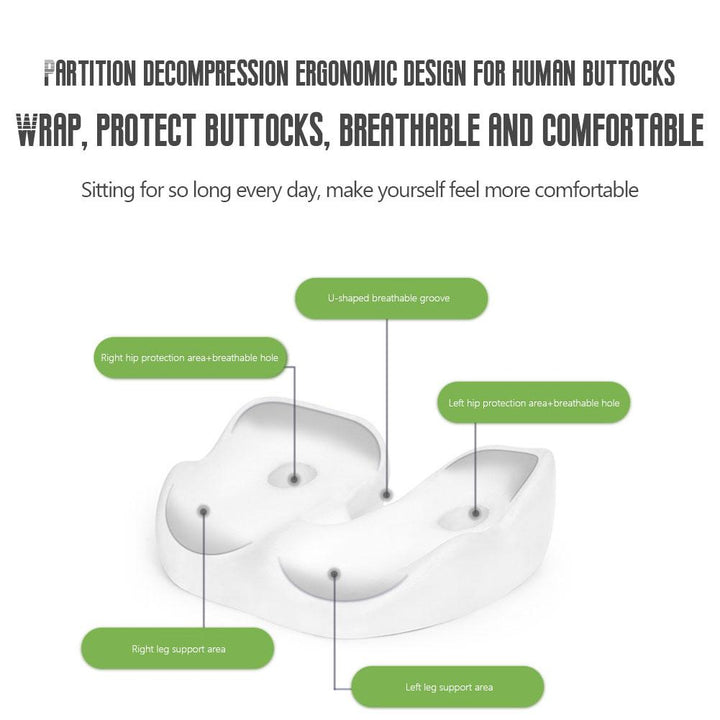 Premium Memory Foam Sit Bone Relief Cushion – Ergonomic Washable Seat Cushion for Pressure Relief, Breathable Comfort, Long 