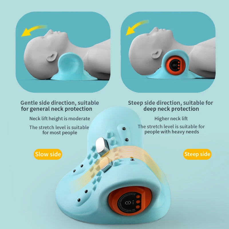Premium Electric EMS Neck Massager with Heated Neck Stretcher, Vibration and Infrared Airbag Cervical Spine Support for 