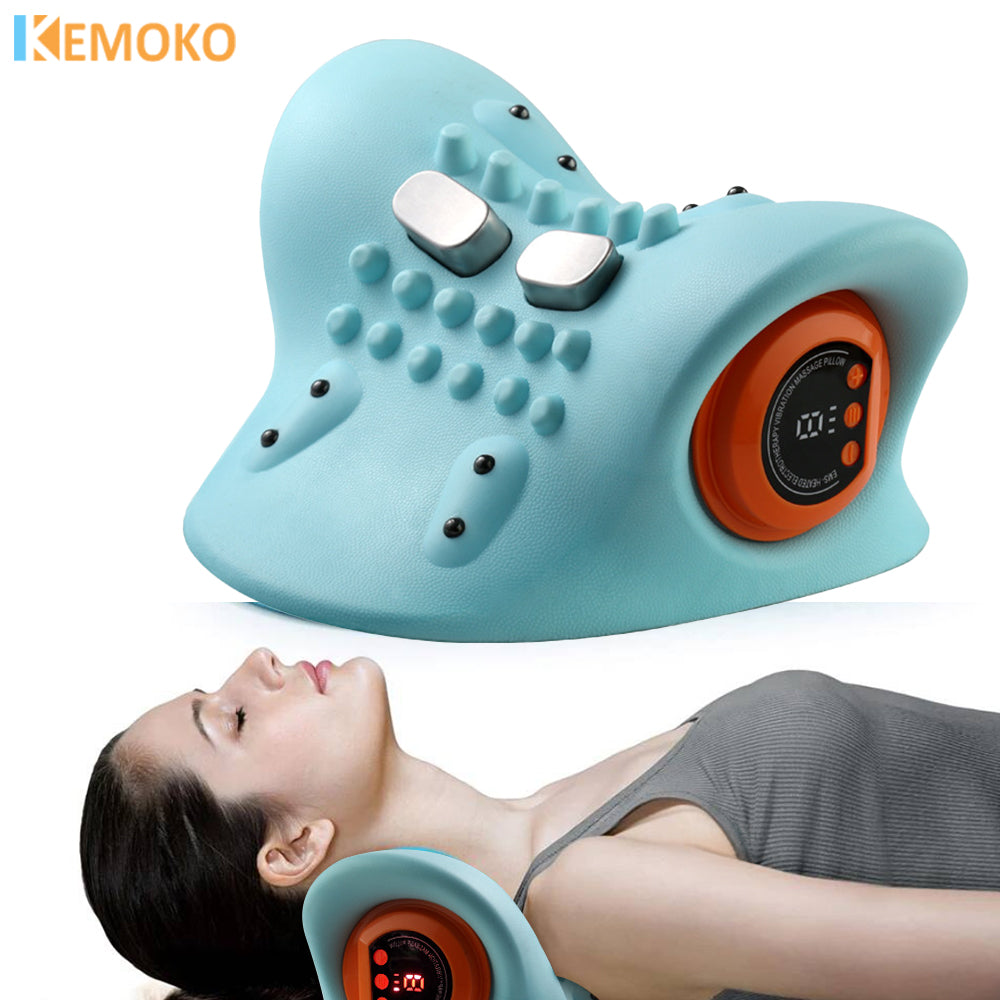 Premium Electric EMS Neck Massager with Heated Neck Stretcher, Vibration and Infrared Airbag Cervical Spine Support for 
