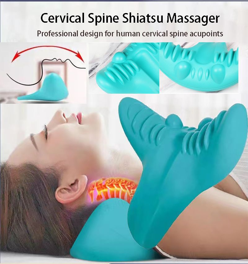 Premium Neck and Shoulder Stretcher Relaxer - Cervical Chiropractic Traction Device, Ergonomic Massage Pillow for Pain 