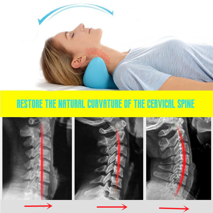 Premium Neck and Shoulder Stretcher Relaxer - Cervical Chiropractic Traction Device, Ergonomic Massage Pillow for Pain 