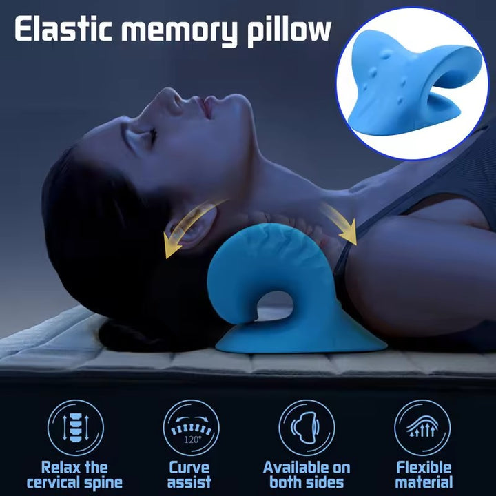 Premium Neck and Shoulder Stretcher Relaxer - Cervical Chiropractic Traction Device, Ergonomic Massage Pillow for Pain 