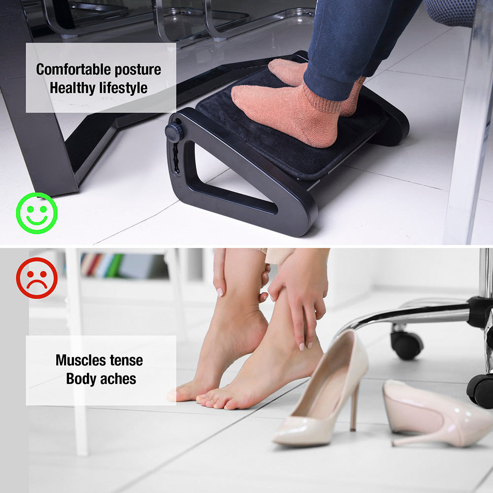 Premium Ergonomic Under Desk Footrest with Massage Surface, 6-Height Adjustable Foot Stool, Non-Slip Design for Office &  