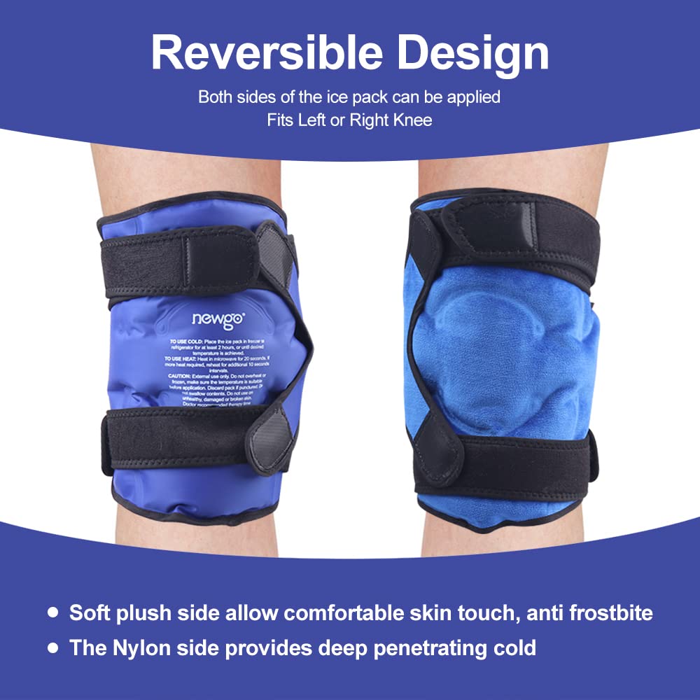 Premium Reusable Knee Ice Pack Wrap – Hot Cold Compress Therapy for Pain Relief, Gel Knee Support for Sprains, Injuries, Full