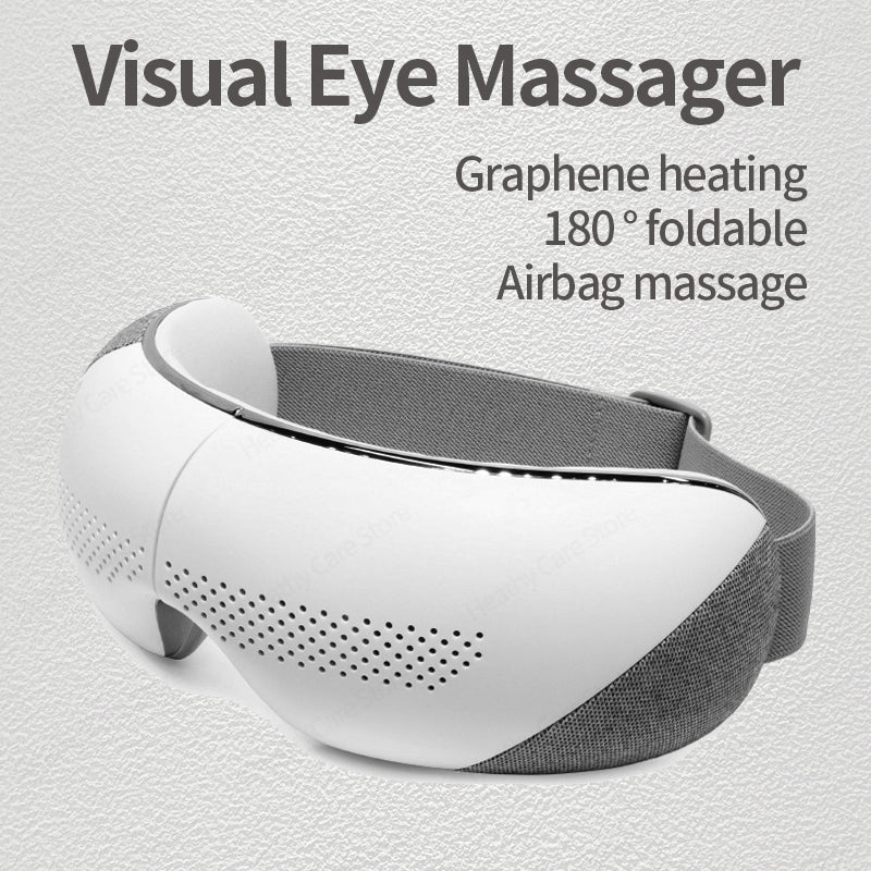 Premium Visible Eye Massager with Heat – Bluetooth Music, Air Pressure, Relaxation for Migraines, Reduce Eye Strain, Dark 