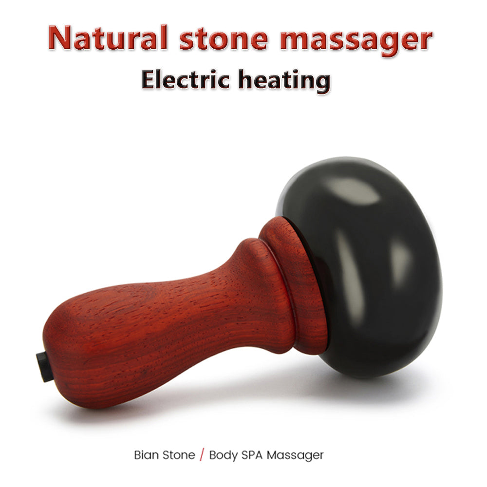 Premium Hot Stone Electric Gua Sha Massager for Skin Lift & Muscle Relaxation – Natural Bianstone, 5 Temperature Settings, 