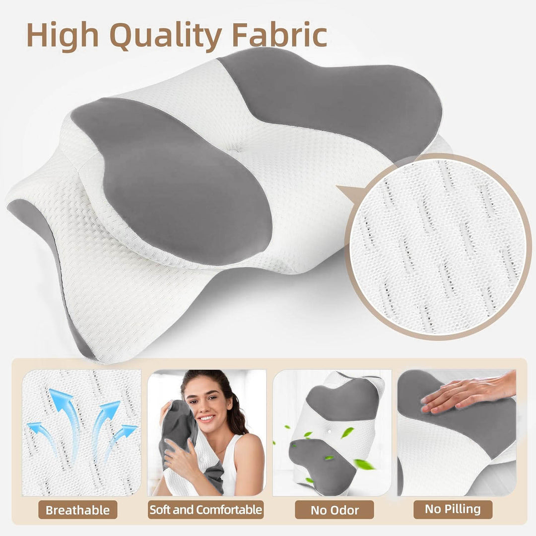 High-Quality Ergonomic Memory Foam Cervical Pillow - Neck & Shoulder Support, Adjustable for Side, Back & Stomach Sleepers,