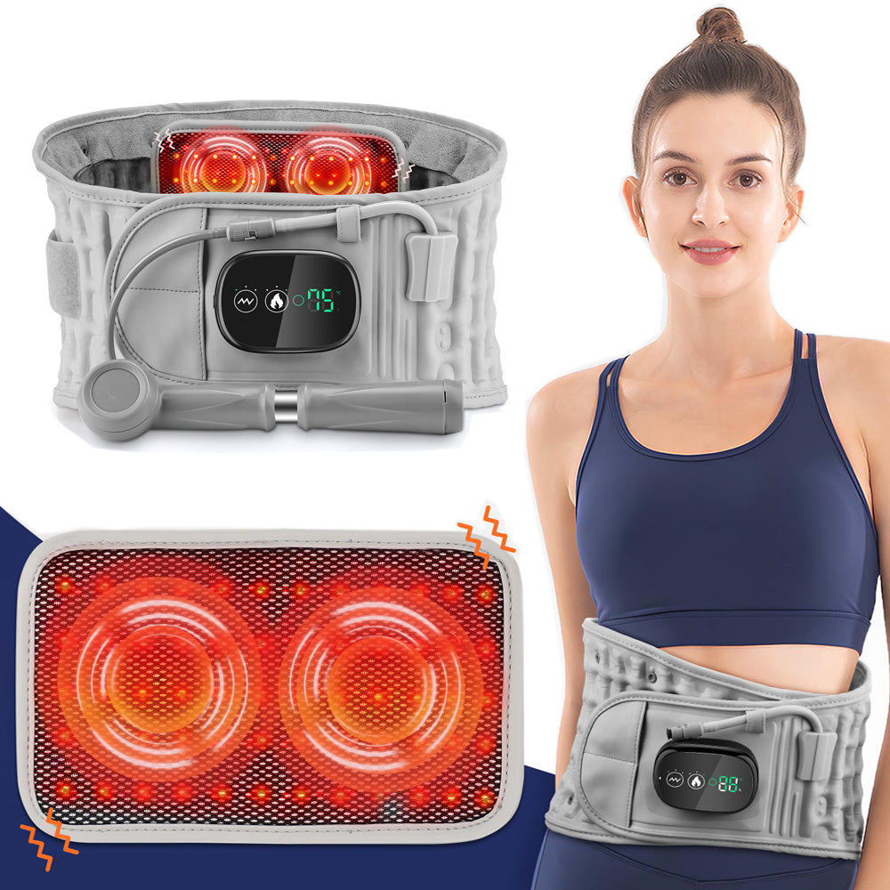Premium Inflatable Back Support Belt with Heating & Vibration Massage – Pain Relief, Lumbar Traction, Red Light Therapy,