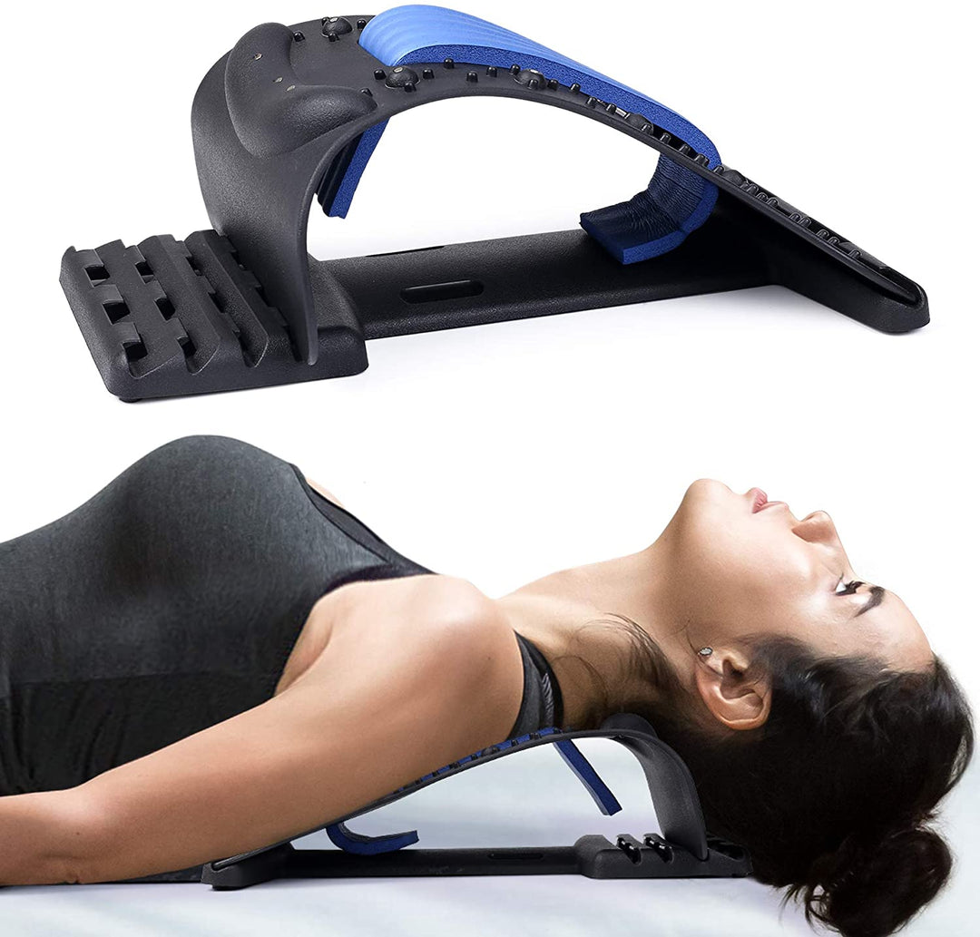 High-Quality 4-Level Neck & Back Stretcher with Magnetotherapy - Adjustable Cervical Spine Support for Pain Relief, Lumbar and Upper Back Massage Tool for Home & Office - StrengthXPhysiotherapy