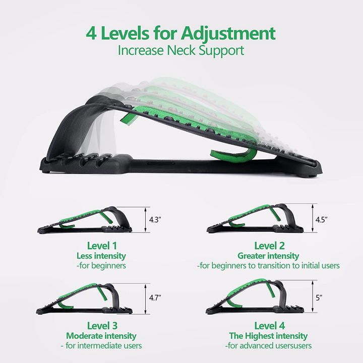 High-Quality 4-Level Neck & Back Stretcher with Magnetotherapy - Adjustable Cervical Spine Support for Pain Relief, Lumbar and Upper Back Massage Tool for Home & Office - StrengthXPhysiotherapy