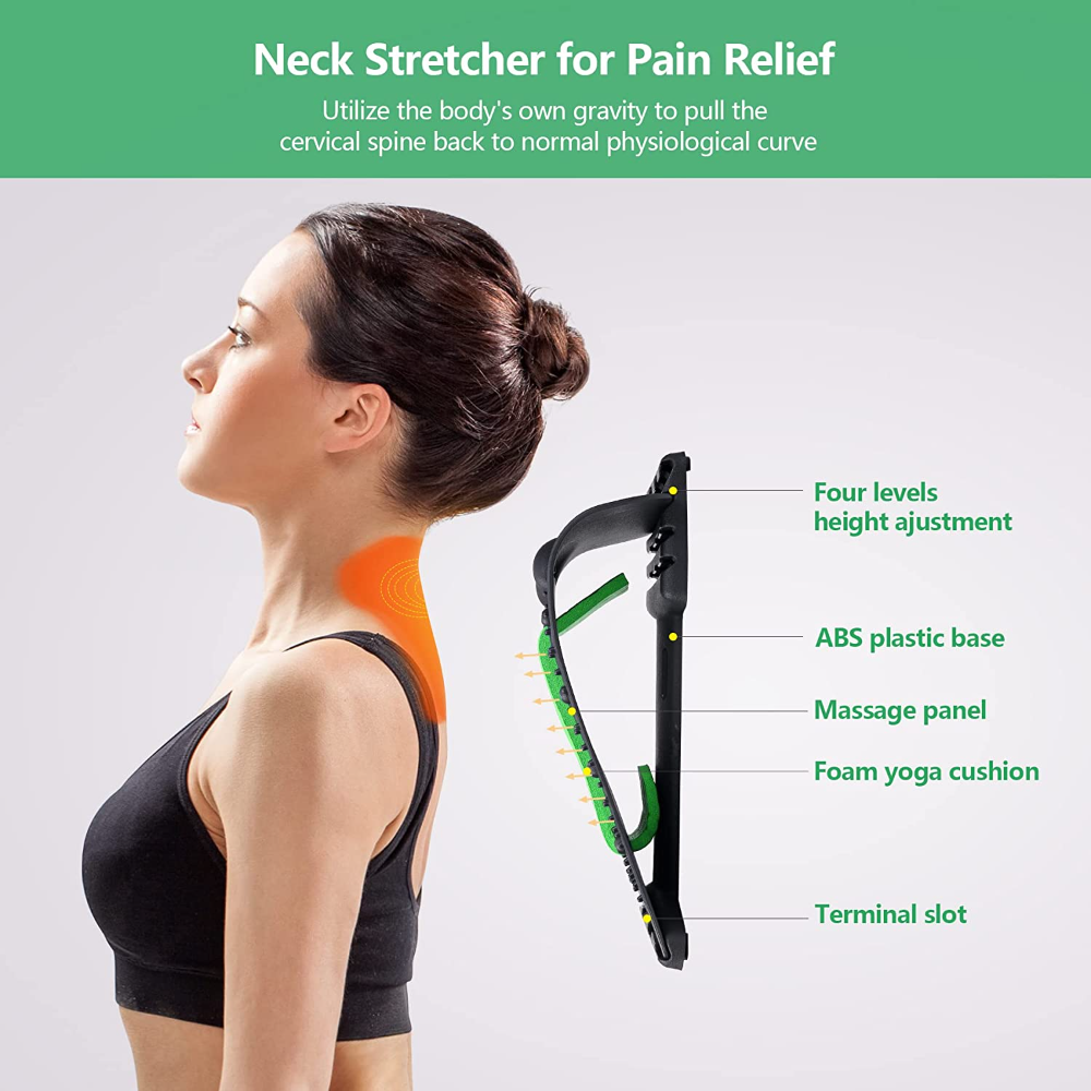High-Quality 4-Level Neck & Back Stretcher with Magnetotherapy - Adjustable Cervical Spine Support for Pain Relief, Lumbar and Upper Back Massage Tool for Home & Office - StrengthXPhysiotherapy