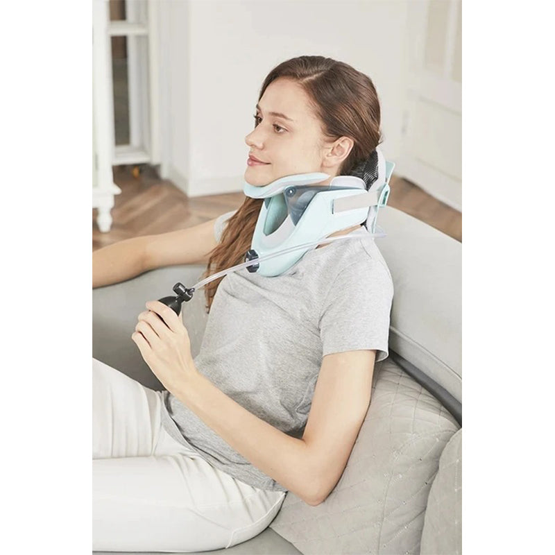 Premium Adjustable Neck Stretcher with Air Sac for Home Cervical Traction, Spine Alignment & Pain Relief, Lightweight and Comfortable Neck Support Collar - StrengthXPhysiotherapy