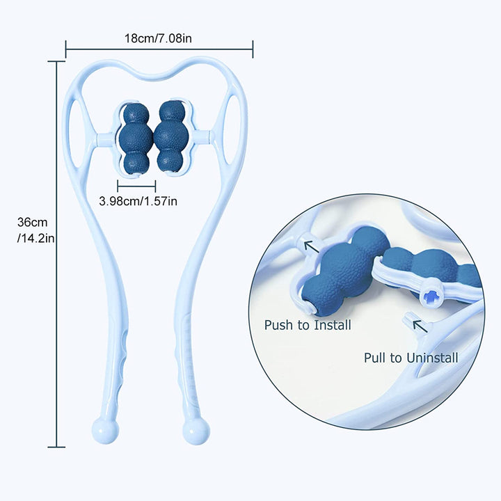 Premium Neck and Shoulder Massager with 6-Ball Trigger Point Roller, Deep Tissue Shiatsu Manual Self-Massage Tool for Muscle 